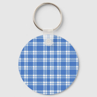Süßes Retro-Blau-Gingham-Karo-Muster Schlüsselanhänger