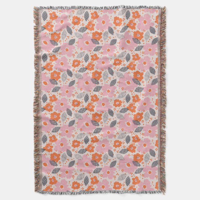 Süßes Retro-Blumenmuster Decke (Vorderseite Vertikal)