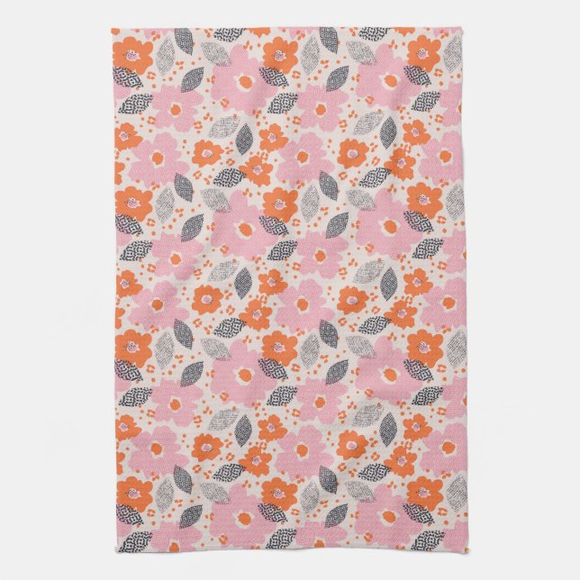 Süßes Retro-Blumenmuster Geschirrtuch (Vertikal)