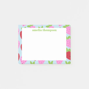 Süßes Retro-Erdbeer-Fruchtmuster personalisiert Post-it Klebezettel