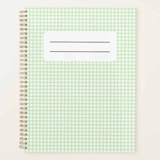 Süßes Retro-Grün-Gingham-Karomuster Planer (Vorderseite)