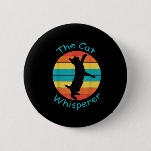 Süßes Retro-Katze-Flüsterer-Vintage-Lustiges-Shirt Button