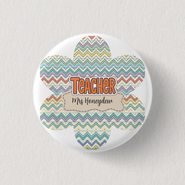  Süßes Retro-Lehrer Dankeschön-Muster  Button (Vorderseite)
