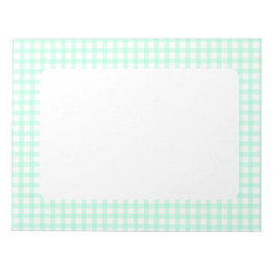 Süßes Retro-Meer-Grün-Gingham-Karomuster Notizblock