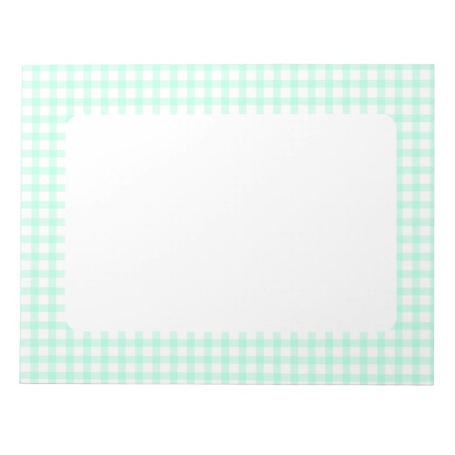 Süßes Retro-Meer-Grün-Gingham-Karomuster Notizblock (Vorderseite)