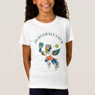 Süßes Retro-Papageien-Kinder-Pickleball-Club T-Shirt