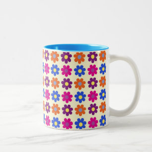 Süßes Retro-Penny-Blumenmuster Zweifarbige Tasse
