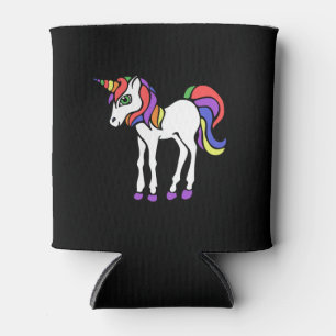 Süßes Retro-Regenbogen-Einhorn Dosenkühler