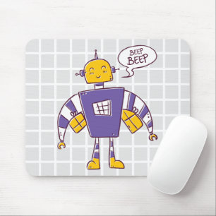 Süßes Retro-Roboter-"Beep Beep"-Mauspad mit Raster Mousepad