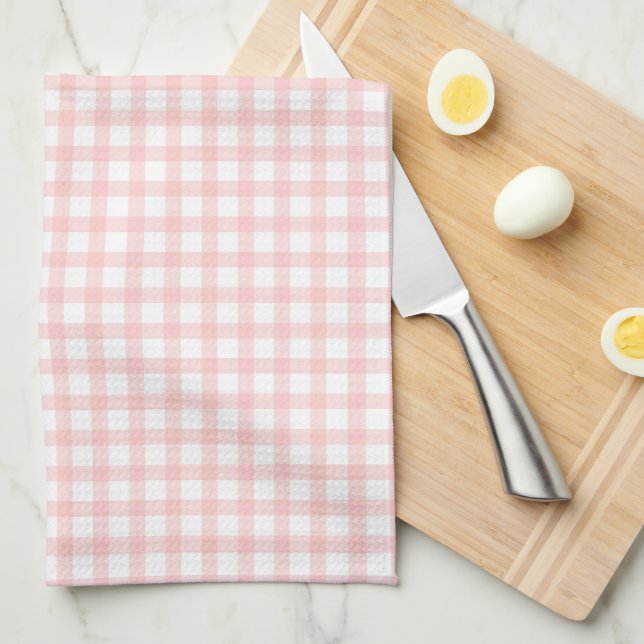 Süßes Retro-Rosa-Gingham-Karomuster Geschirrtuch (Viertel Falte)