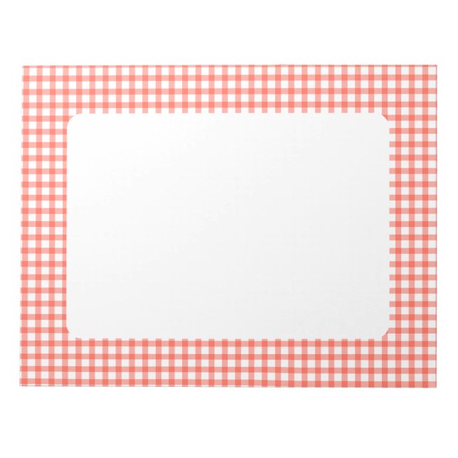Süßes Retro-Rot Gingham Karomuster Notizblock (Vorderseite)