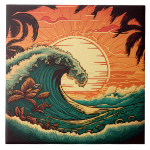 Süßes Retro Strandhaus  Fliese