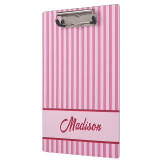 Süßes Retro-Streifen Rosa & Rot Custom Klemmbrett