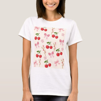 Süßes Retro-T-Shirt mit Kirsch-Schleife T-Shirt