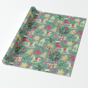 Süßes Retro-Weihnachten Geschenkpapier