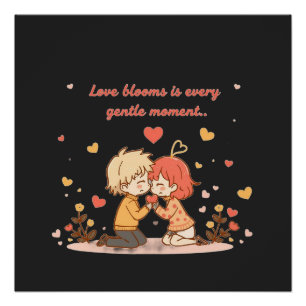 Süßes romantisches Anime-Paar - Liebesmoment Poster