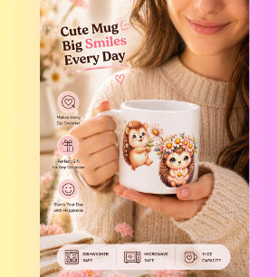 Süßes romantisches florales Igel-Duo Illustration Espressotasse