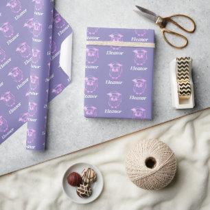 Süßes rosa Abschluss-Eule-Muster Geschenkpapier