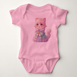 Süßes rosa Anime-Katzen-Babyshower-Geschenk Bodysu Baby Strampler