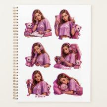 Süßes rosa Anime-Mädchen-Planer-Notizbuch