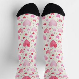 Süßes-Rosa-Aquarell- & Gold-Strich-Socken Socken