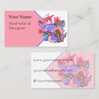 Süßes rosa Axolotl-Mädchen und Crystal-Gamer-Desig Visitenkarte