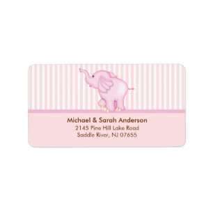 Süßes rosa Baby-Elefant-Adressen-Etikett Adressaufkleber