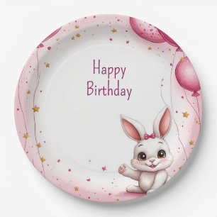 Süßes rosa Baby-Häschen 🐰 Pappteller