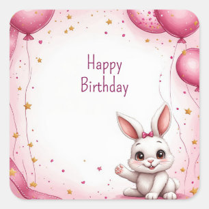 Süßes rosa Baby-Häschen 🐰 Quadratischer Aufkleber
