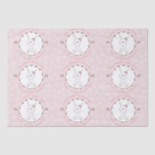 Süßes rosa Baby-Hasen-Blumenkranz personalisiert Seidenpapier