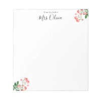 Süßes rosa Blumen-Notizbuch für Lehrer