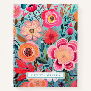 Süßes rosa botanisches stilvolles Blumenjournal Notizbuch