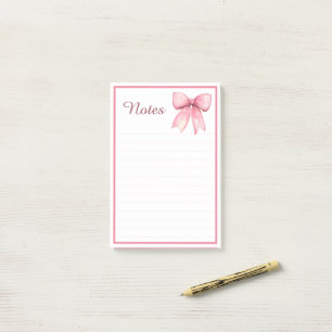 Süßes rosa Coquette-Band-Schleifen-Rahmen-Notizblo Post-it Klebezettel