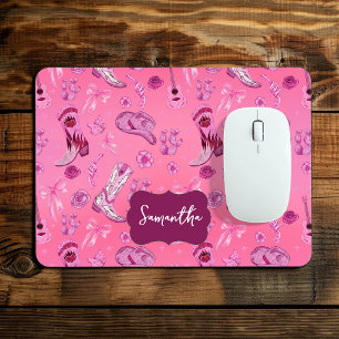 Süßes rosa Coquette-Landmädchen-ästhetisches Muste Mousepad
