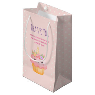 Süßes rosa Cupcake-Einhorn mit Rosen Danke Kleine Geschenktüte