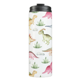 Süßes Rosa-Dinosaurier-Muster Mädchen T-Rex-Dino-F Thermosbecher