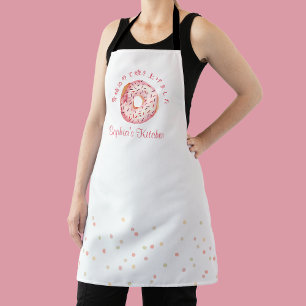 Süßes Rosa Donut-Wasserfarbe-Streusel-Backen Schürze