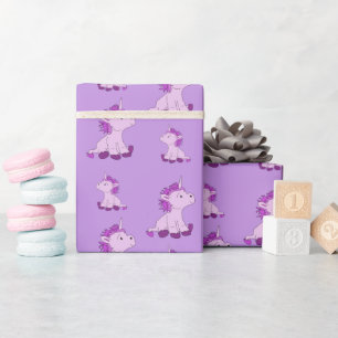 Süßes rosa Einhorn-Zeichenmuster Mädchenhaft  Geschenkpapier