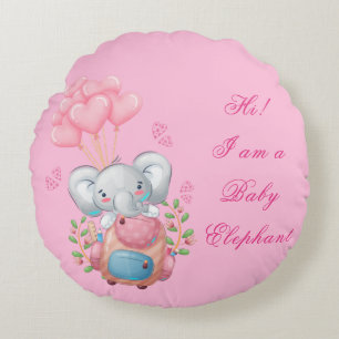 Süßes rosa Elefant-Rundkissen Rundes Kissen