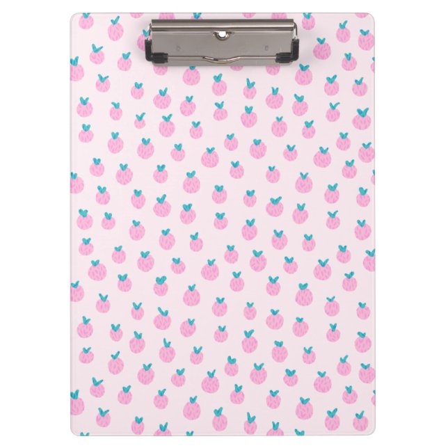 Süßes rosa Erdbeermuster – Kawaii Mädchenstyle Klemmbrett (Vorderseite)