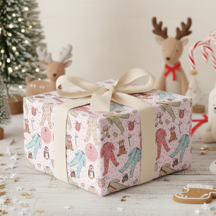 Süßes Rosa Erstes Weihnachten vom Baby Personalisi Geschenkpapier