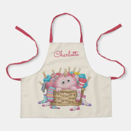 Süßes rosa flauschiges Sockenmonster-Kindermotiv Schürze