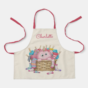 Süßes rosa flauschiges Sockenmonster-Kindermotiv Schürze