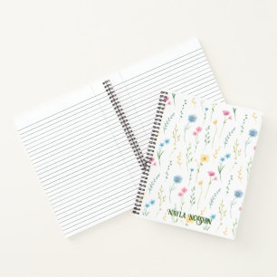 Süßes Rosa Floral Personalisiertes Monogramm Notizbuch