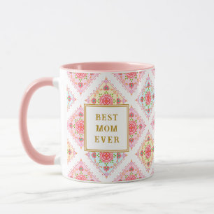 Süßes rosa florales Diamantmuster Tasse