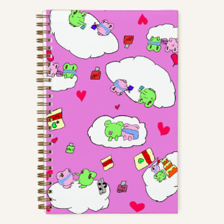 Süßes rosa Frosch-Datum-Muster Notizbuch