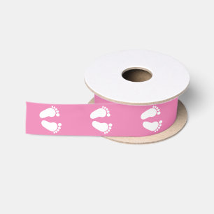 Süßes rosa Fußabdruck-Babyshower-Geschenkband für Satinband