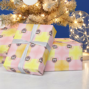 SÜßES ROSA GELBES TIGERHERZ GESCHENKPAPIER