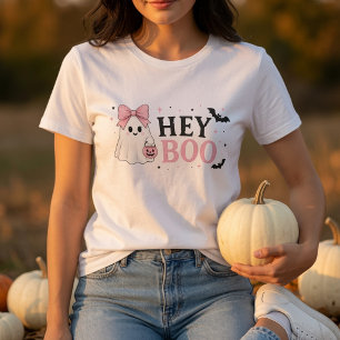Süßes rosa Gespenst-Halloween-Shirt Hey Boo Coqu Tri-Blend Shirt