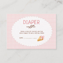 Süßes rosa Gingham-Baby-Shower-Windel-Raffel